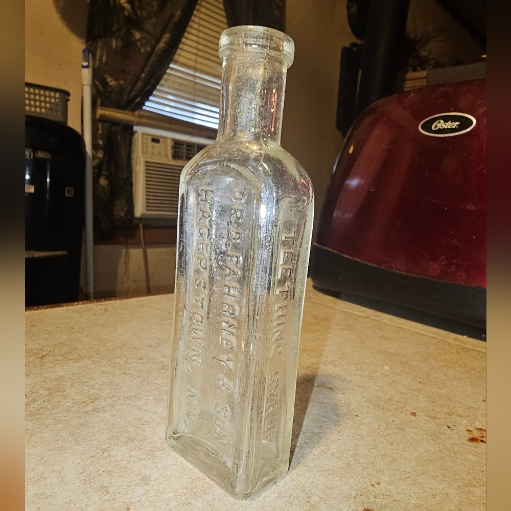 Vintage Clear Glass Teething Syrup Bottle